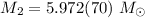 Mathematical equation: $M_2 = 5.972(70)~M_\odot$