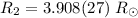 Mathematical equation: $R_2 = 3.908(27)~R_\odot$
