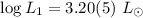Mathematical equation: $\log L_1 = 3.20(5)~L_\odot$