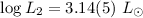 Mathematical equation: $\log L_2 = 3.14(5)~L_\odot$