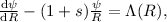 Mathematical equation: $\frac{{\rm d} \psi}{{\rm d}R} - (1+s)\frac{\psi}{R} = \Lambda(R),$