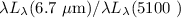 Mathematical equation: $\lambda L_{\lambda}(6.7~\mu{\rm m})/\lambda L_{\lambda}(5100~\AA)$