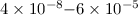 Mathematical equation: $4 \times 10^{-8}{-}6 \times 10^{-5}$