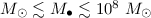 Mathematical equation: $M_{\odot}\lesssim M_{\bullet}\lesssim 10^8~M_{\odot}$
