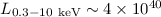 Mathematical equation: $L_{0.3{-}10~{\rm keV}}\sim 4\times10^{40}$