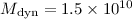 Mathematical equation: $M_{\rm dyn} = 1.5 \times 10^{10}$