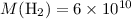 Mathematical equation: $M({\rm H}_2) = 6 \times 10^{10}$