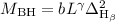 Mathematical equation: $M_{\rm BH}= b L^{\gamma} \Delta^2_{\rm H_{\beta}}$