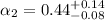 Mathematical equation: $\alpha_2 = 0.44_{\rm -0.08}^{\rm +0.14}$