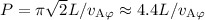 Mathematical equation: $P=\pi\sqrt{2}L/v_{\rm A\varphi}\approx4.4L/v_{\rm A\varphi}$
