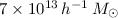 Mathematical equation: $7\times10^{13}\,h^{-1}\,M_\odot$