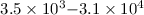 Mathematical equation: $3.5 \times 10^{3}{-}3.1 \times 10^{4}$