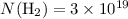 Mathematical equation: $N({\rm H}_2) = 3\times 10^{19}$