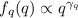 Mathematical equation: $f_q(q) \propto q^{\gamma_q}$