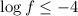 Mathematical equation: $\log f \leq -4$