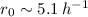 Mathematical equation: $r_0\sim 5.1\,h^{-1}$