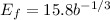 Mathematical equation: $E_f=15.8b^{-1/3}$