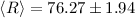 Mathematical equation: $\langle R \rangle = 76.27 \pm 1.94$