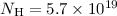 Mathematical equation: $N_{\rm H}=5.7 \times 10^{19}$