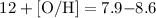 Mathematical equation: $12+\rm [O/H]=7.9{-}8.6$