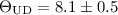 Mathematical equation: $\Theta_\mathrm{UD}=8.1 \pm 0.5$