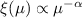 Mathematical equation: $\xi(\mu)\propto \mu^{-\alpha}$