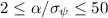 Mathematical equation: $2\leq\alpha/\sigma_\psi\leq 50$
