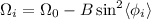 Mathematical equation: $\Omega_i = \Omega_0 - {B}\sin^{2}\langle\phi_i \rangle$