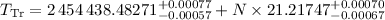 Mathematical equation: $T_{\rm Tr} = 2\,454\,438.48271^{+0.00077}_{-0.00057} + N \times 21.21747^{+0.00070}_{-0.00067}$