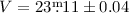 Mathematical equation: $V=23\fm11 \pm 0.04$