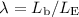 Mathematical equation: $\lambda=L_{\rm b}/L_{\rm E}$