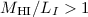 Mathematical equation: $M_{\rm HI}/L_{I} > 1$