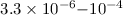 Mathematical equation: $3.3 \times 10^{-6}{-}10^{-4}$