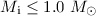 Mathematical equation: $M_{\rm i}\leq 1.0~ M_{\odot}$