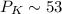 Mathematical equation: $P_K\sim53$