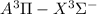 Mathematical equation: $A^3\Pi-X^3\Sigma^-$