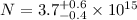 Mathematical equation: $N = 3.7^{+0.6}_{-0.4} \times 10^{15}$