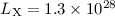 Mathematical equation: $L_{\rm X} = 1.3 \times 10^{28}$