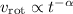 Mathematical equation: $v_{\rm rot} \propto t^{-\alpha}$