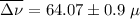 Mathematical equation: $\overline{\Delta \nu} = 64.07 \pm 0.9 ~\mu$