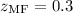 Mathematical equation: $z_{\rm MF}=0.3$