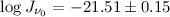 Mathematical equation: $\log J_{\nu_0} = -21.51\pm 0.15$