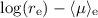 Mathematical equation: $\log(r_{\rm e}) - \langle \mu\rangle _{\rm e}$