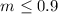 Mathematical equation: $m\le0.9$