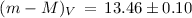 Mathematical equation: $(m-M)_V\,=\,13.46\pm0.10$