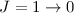 Mathematical equation: $J=1\rightarrow0$