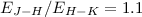 Mathematical equation: $E_{J-H}/E_{H-K}=1.1$