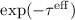 Mathematical equation: $\exp(-\tau^{\rm eff})$