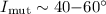 Mathematical equation: $I_{\rm mut}\sim 40{-}60^{\circ}$