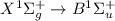 Mathematical equation: $X^1\Sigma_g^+ \rightarrow B^1\Sigma_u^+$